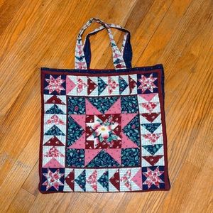 Vintage patchwork designed tote bag